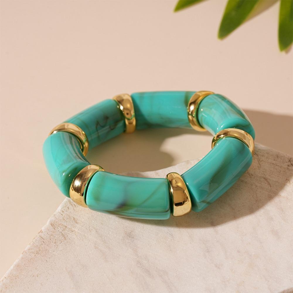Stretchy Smudge Acrylic Bracelet Retro Vintage Maillard Hand Ring Bamboo Elastic Bangle  Party