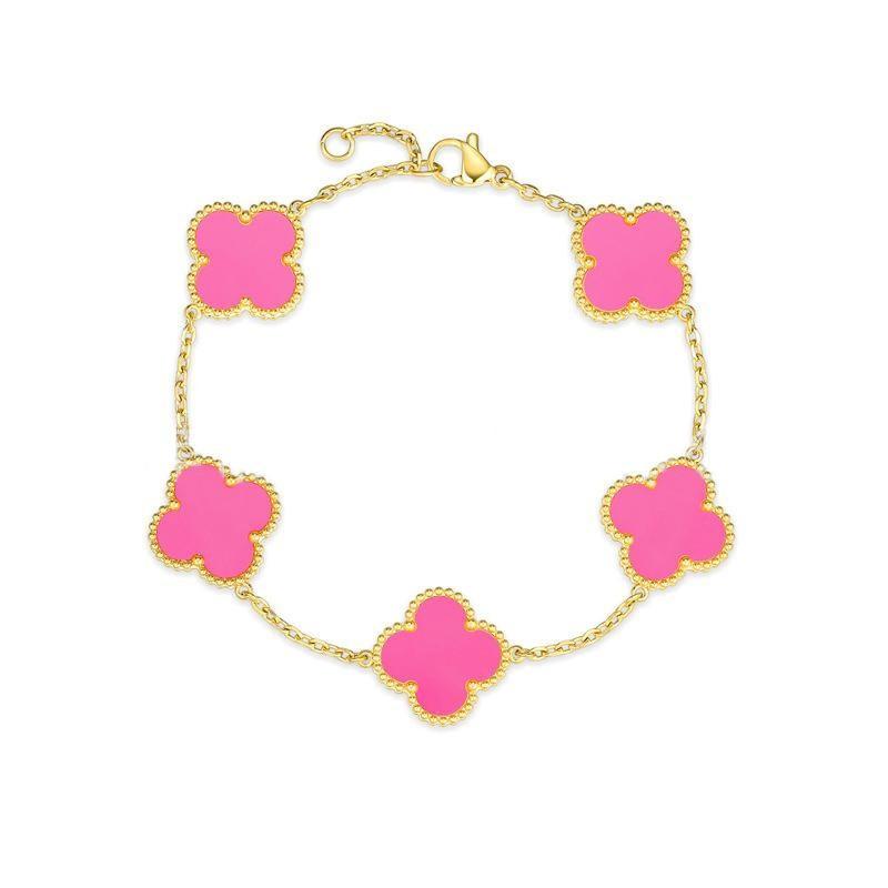 15MM Høy Versjon Firkløver 18k Dobbeltsidig Perlemor Firkløver Fem-blomsters Armbånd Fargebevarende Damearmbånd