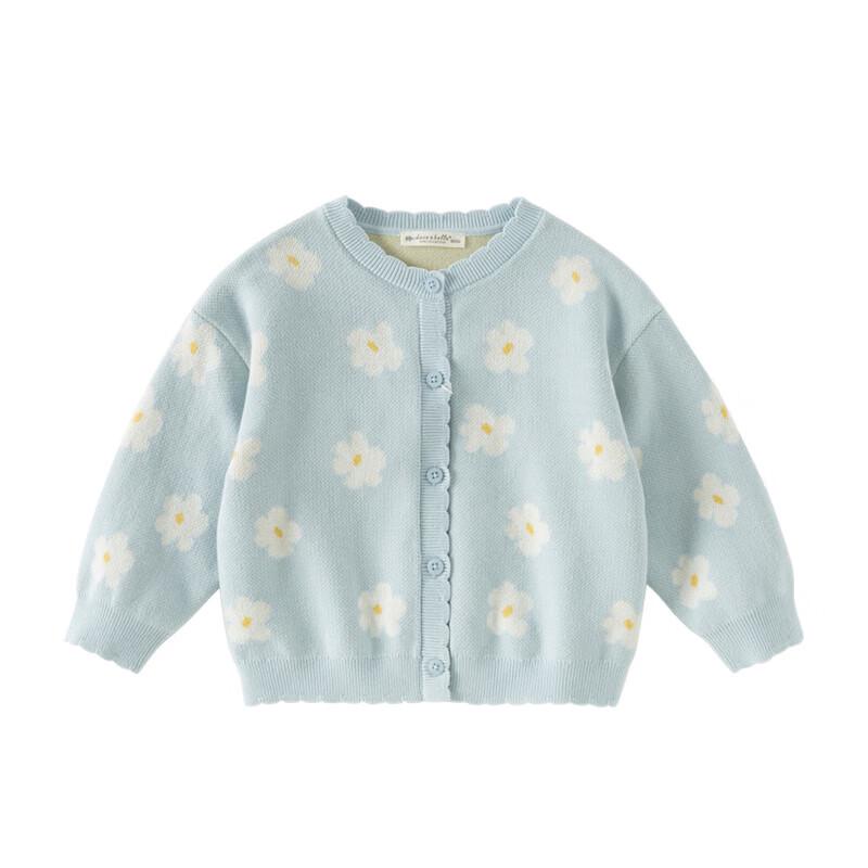 DAVE&BELLA Girls' Anti-Static Floral Knit Cardigan