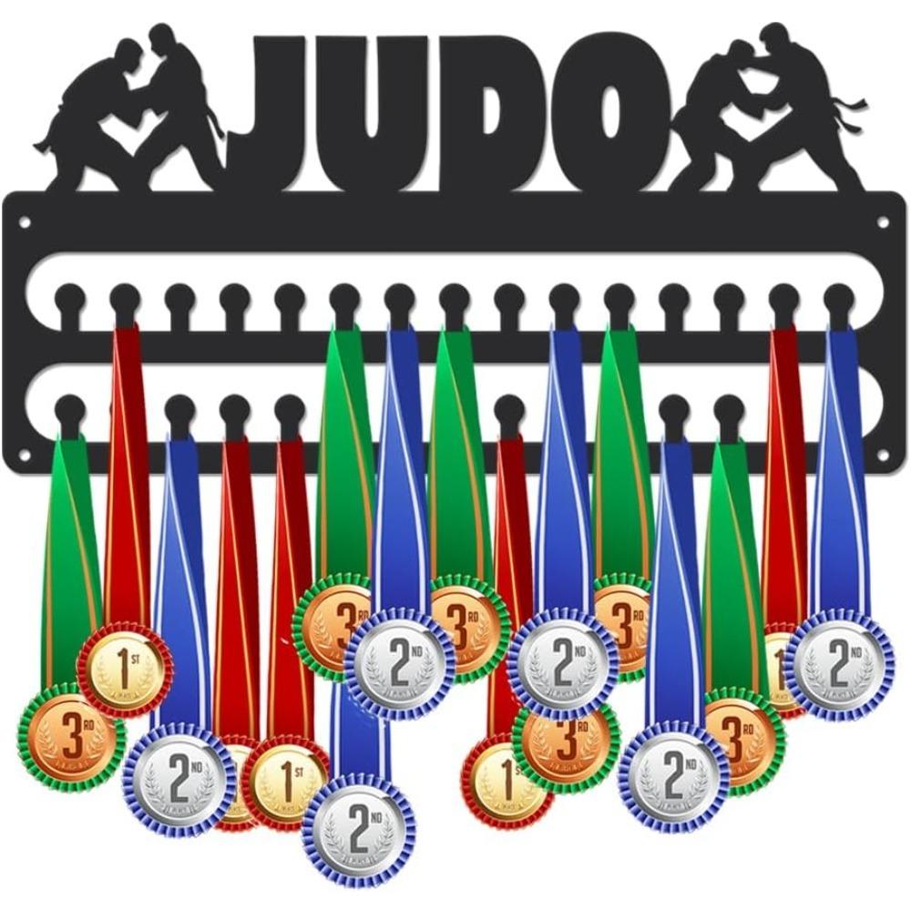 

Black Metal Wall Mount Hanger Sports Medal Belt Display Rack with Hooks Race Ribbon Award Organizer Perfect Gift for Athletes