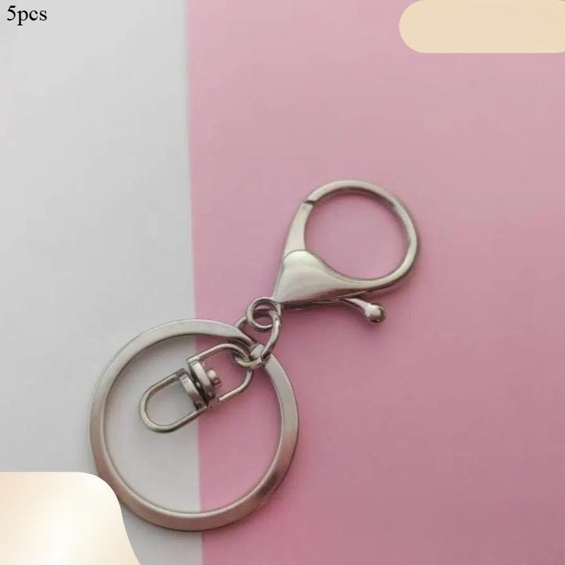 5Pcs/set  Keychain Ring Chain Metal Pendant Lobster Buckle Three-piece Set with 8 Characters Color Retention Plated DIY Jewelry Accessories