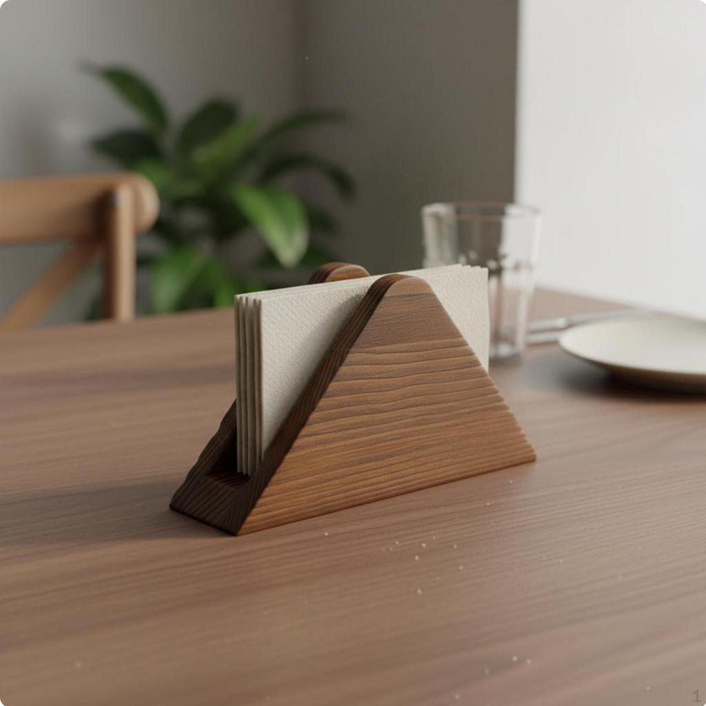 Drewniany Trójkątny Uchwyt na Serwetki Stylowy Design Minimalistyczny do Restauracji,