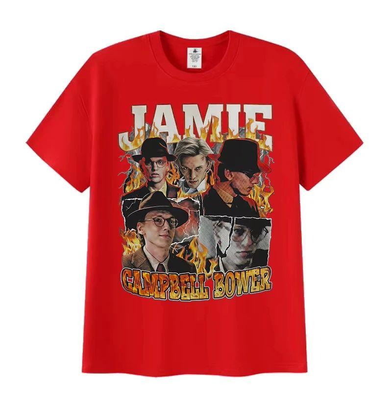 Vintage Mode Klassische Gothic Kleidung Limitierte Schauspieler Jamie Campbell Bower Grafikdruck T-Shirt Lässiges Baumwoll-T-Shirt Unisex