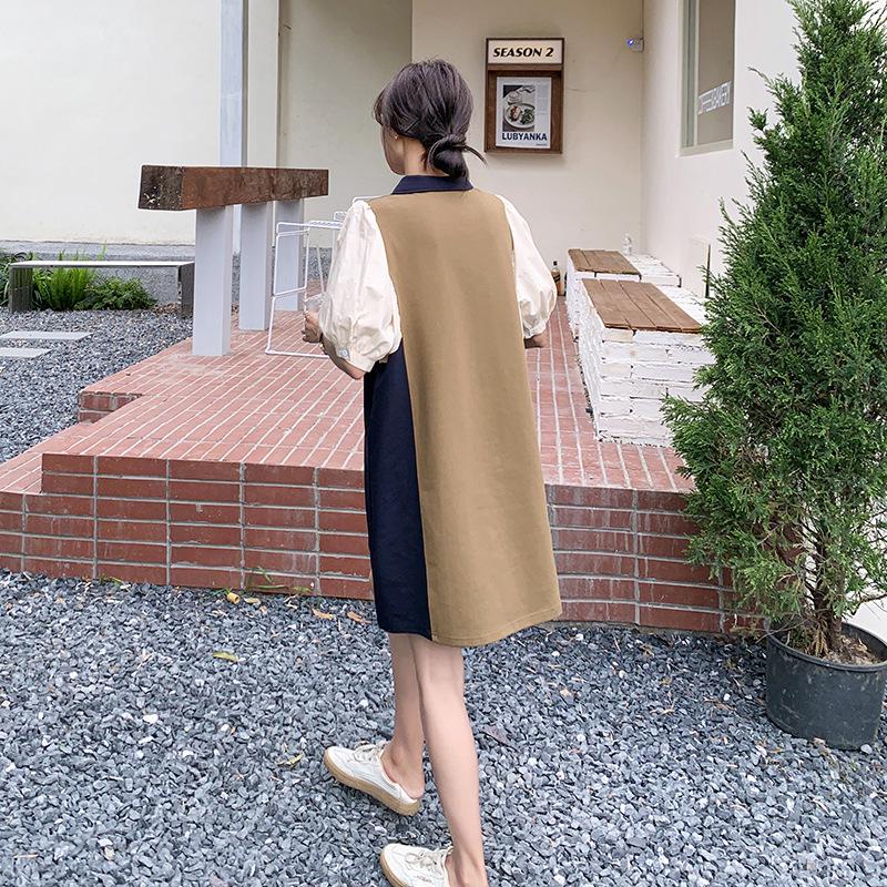 2024 Khaki Polo Dress: Small Size, Contrast Stitching, Summer Style, Loose Fit