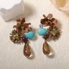 Autumn and Winter New Retro Personality Exaggerated Versatile Flower Water Drop Long Earrings Heavy Industry Temperament