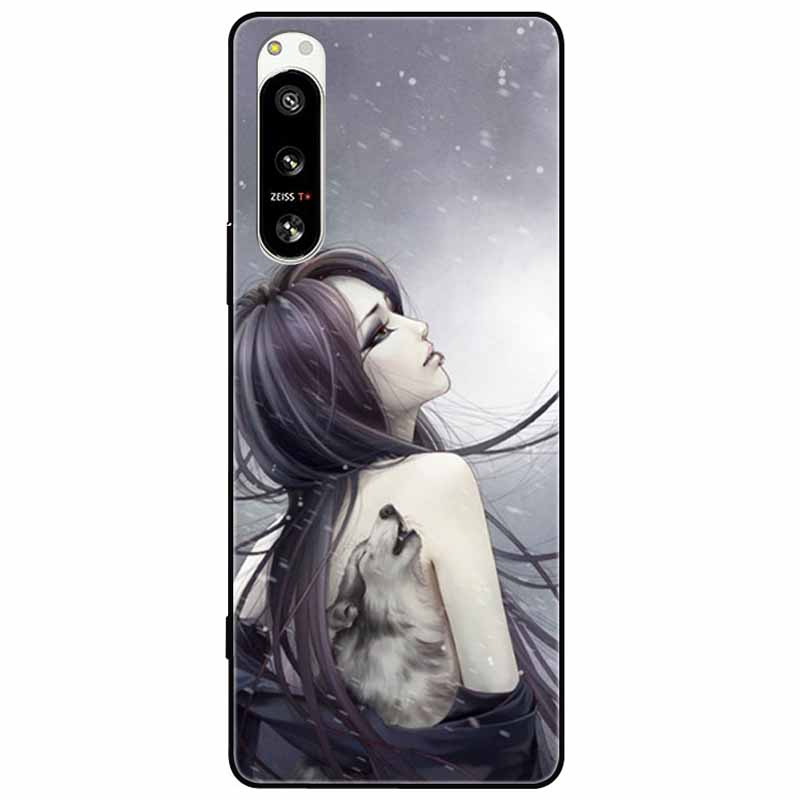 For Sony Xperia 5 IV / 10 IV Case 10IV Soft Black Silicone Forest Painted Phone Back Covers For Sony Xperia 1 IV Case TPU Coque