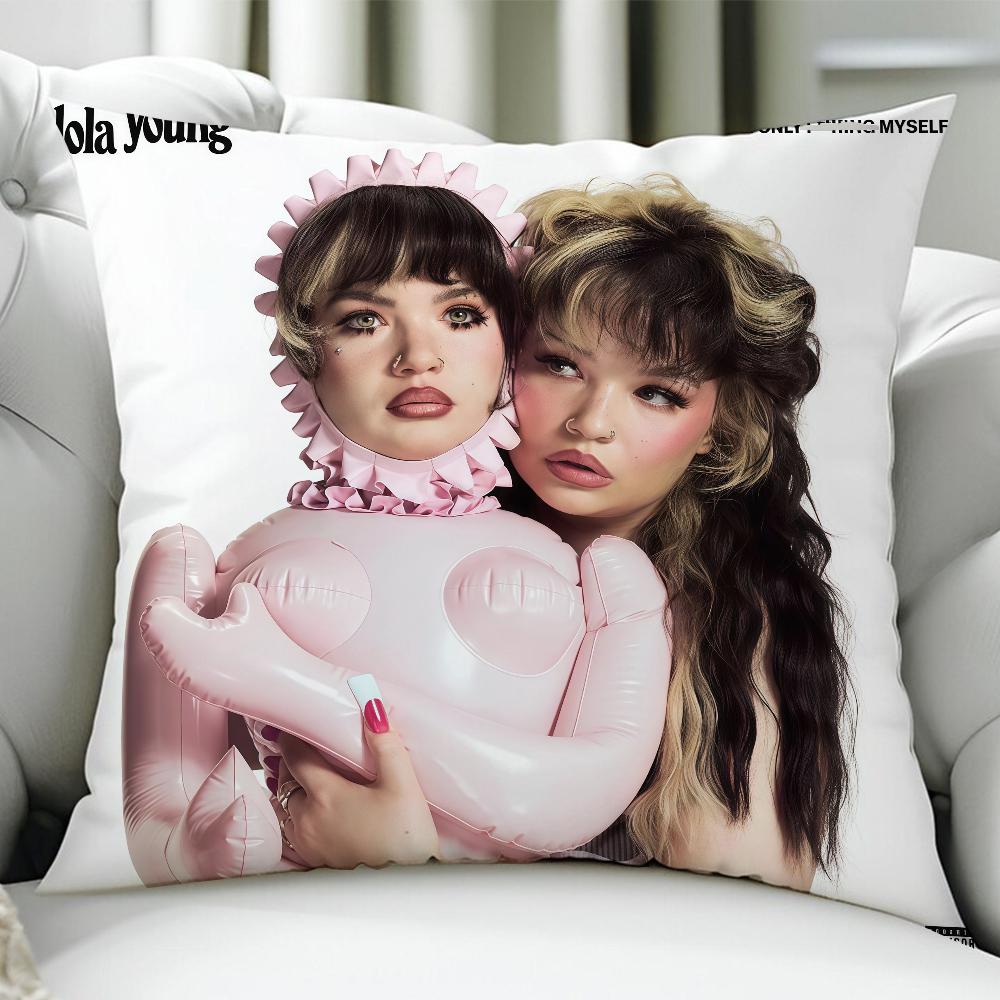 L-Lola Young Singer Cushion Cover Birthday Anniversary Gifts Double Sided Printed Zipper Cushion Cover Soft Skin Bedding