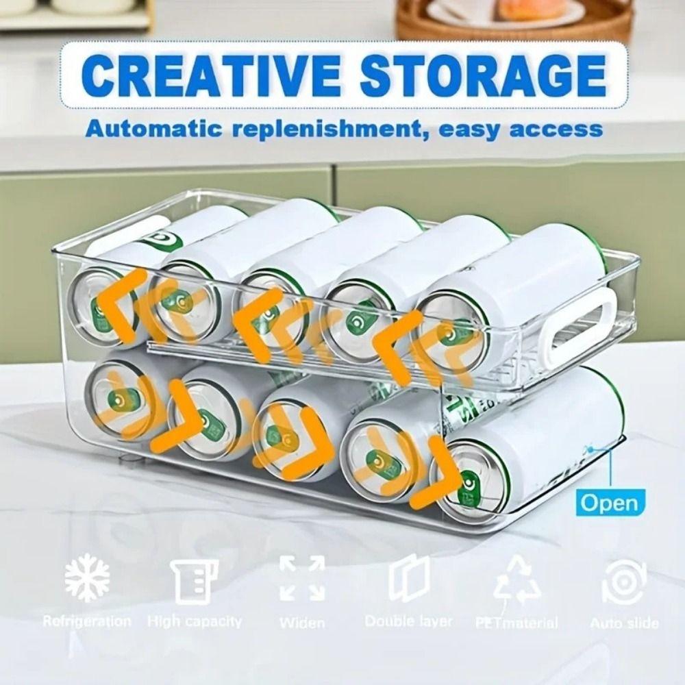 1/2 Tier Soda Can Dispenser Large Capacity Refrigerator Storage Rack Fridge Can Holder  Pantry