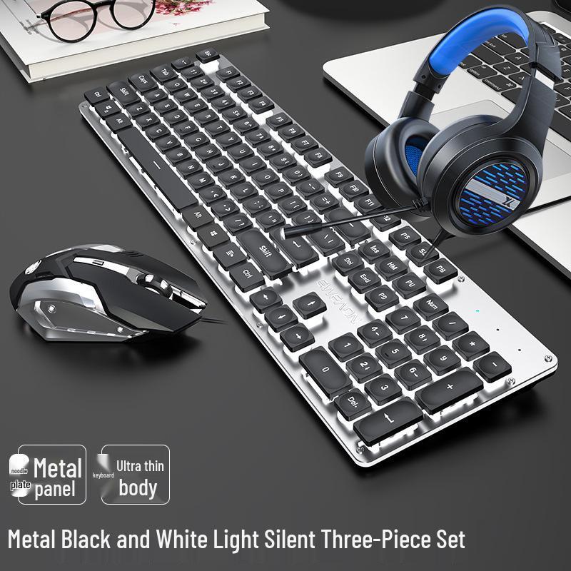 Pioneer Silent Mechanical-Feel Keyboard and Mouse Set for Girls - Wired for Office and Gaming
