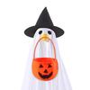 Ghost Goose Outfit Halloween Porch Goose Clothes with Witch Hat And Pumpkin Bucket for 23" Goose Statue Outdoor Patio Yard Lawn Decoration