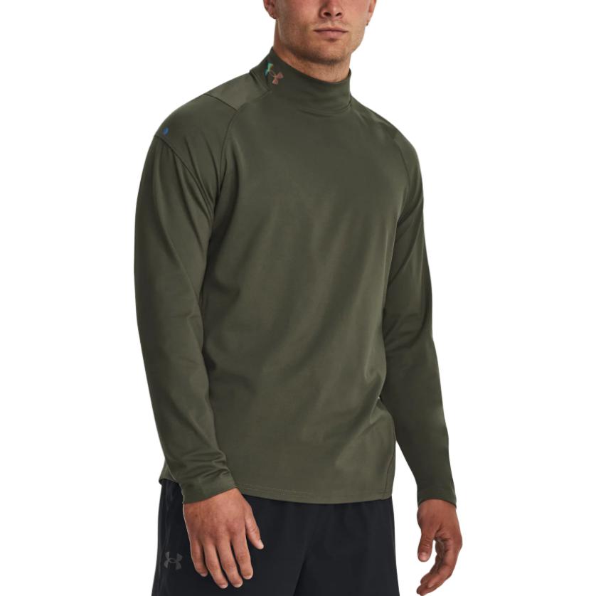 Under Armour Rush Coldgear Mock Long Sleeve Casual Shirt Men Tops Green 1366059-390
