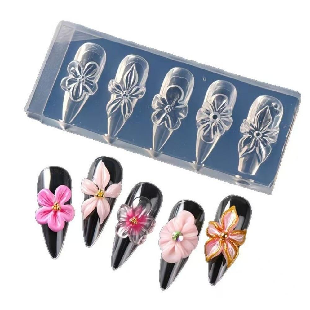 Lily Petals 3D Flower Nail Mold Hibiscus Petals Silicone Nail Mold for Manicure Decor