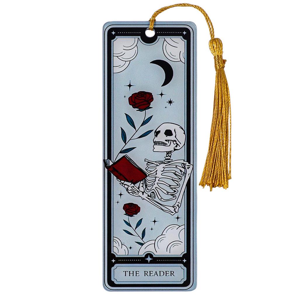 Gothic Style Skeleton Reading Card Bookmark Creative Halloween Theme Witch Acrylic Bookmark