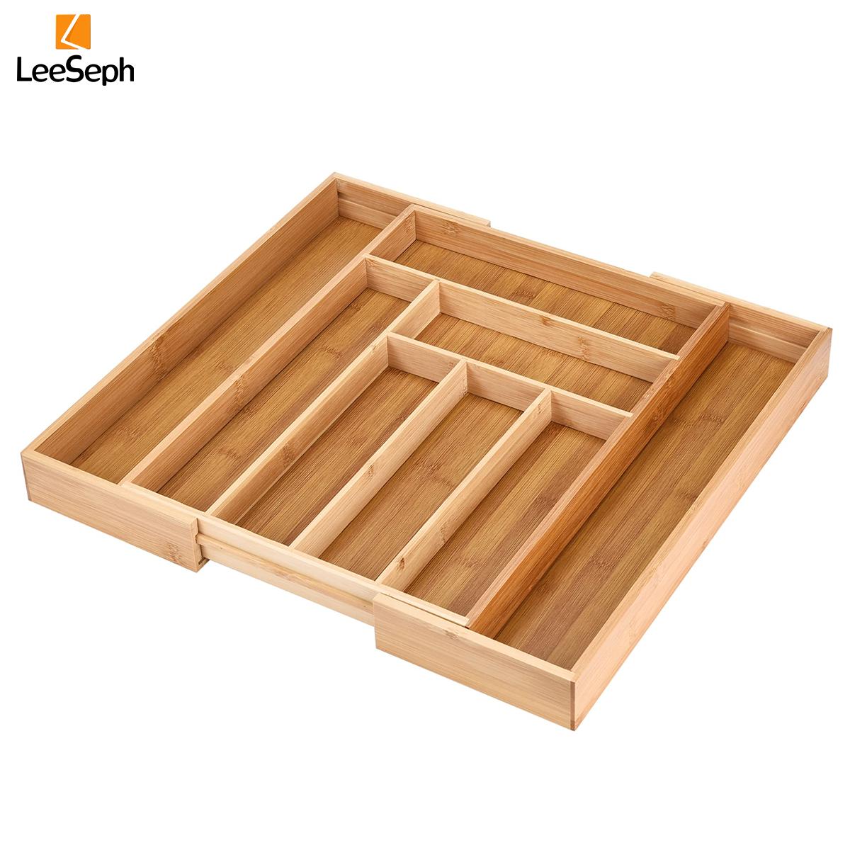 

Органайзер для ящиков из бамбука, расширяемый и регулируемый органайзер для ящиков для столовых приборов, столовых приборов, серебра, столовых приборов, ножей