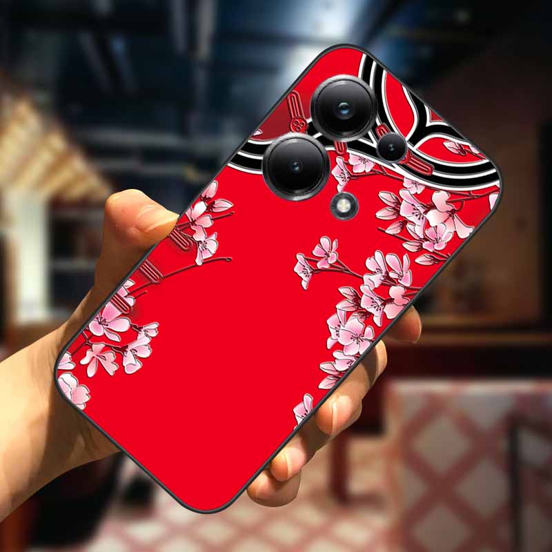 For Xiaomi Redmi Note 13 13pro 5G Case 3D Relief Flower Emboss Soft Silicone Cover For Redmi Note 13 pro Plus Owl interest Cases