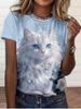 Funny Women's Cat Graphics T-Shirt Cute 3D Print Tees Fashion Tops Short Sleeves O-Neck T-Shirts Street Summer Woman Clothing
