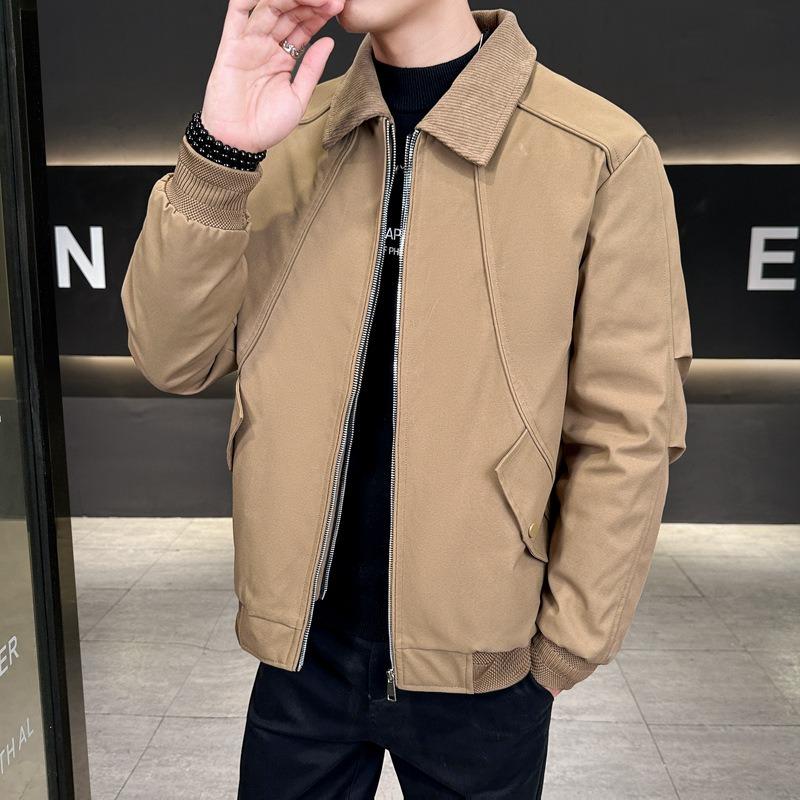 % White Duck Down Fake Two-piece Down Jacket Men s Winter Retro Loose Lapel Casual Jacket Men s M