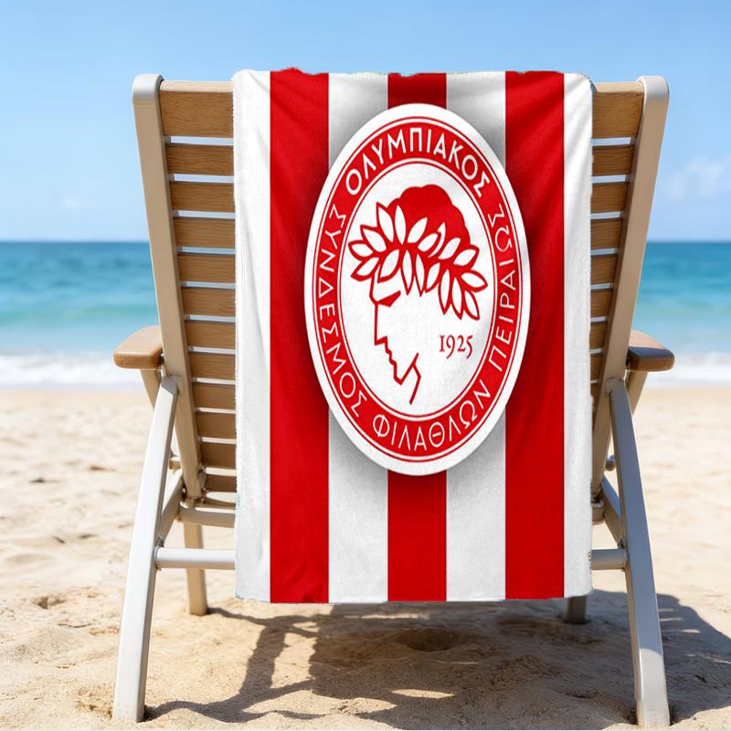 Olympiacos Fc: Toalla de Playa de Microfibra Orgullo Rojo y Negro, Ligera y de Secado Rápido, para Viajes de Verano, Esencial para la Playa, Piscina al Aire Libre