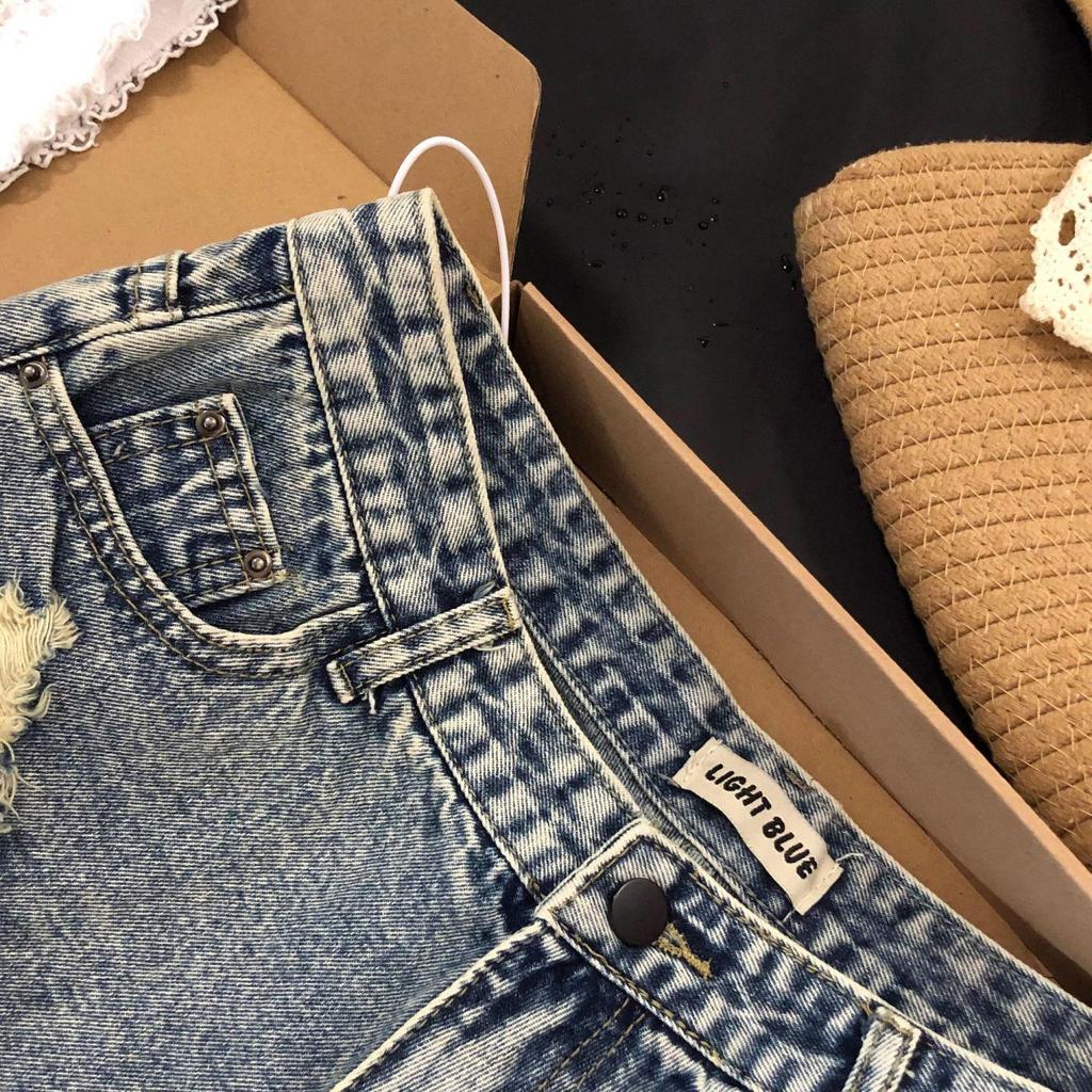 High Waist Ripped Denim Tassel Shorts - European & American Style