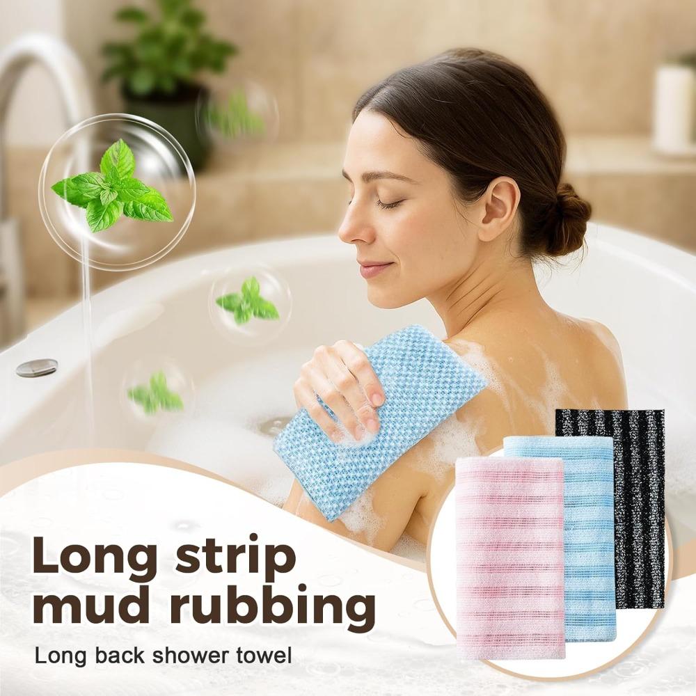 Exfoliating bath towel, 2026 new style, exfoliating back scrub towel, suitable for body and face, reusable exfoliating back scrub towel (3-pack-A)
