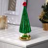 Glass Christmas Tree Small Tabletop Lighted Xmas Tree Figurine Battery Operated Mini