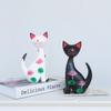 2pcs Modern Cat Statue Wooden Miniatures Figurine Desktop Ornament Animal Sculpture  Car