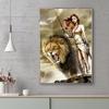 Jesus Lion Cross Christian Wall Art Canvas Painting Abstract Posters and Prints Vintage Home Decorative for Living Room Pictures No Frame