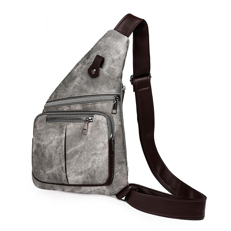 

Нагрудная сумка, мужская и женская городская простая большая сумка для поездок на работу, мягкая кожаная дамская сумочка серый