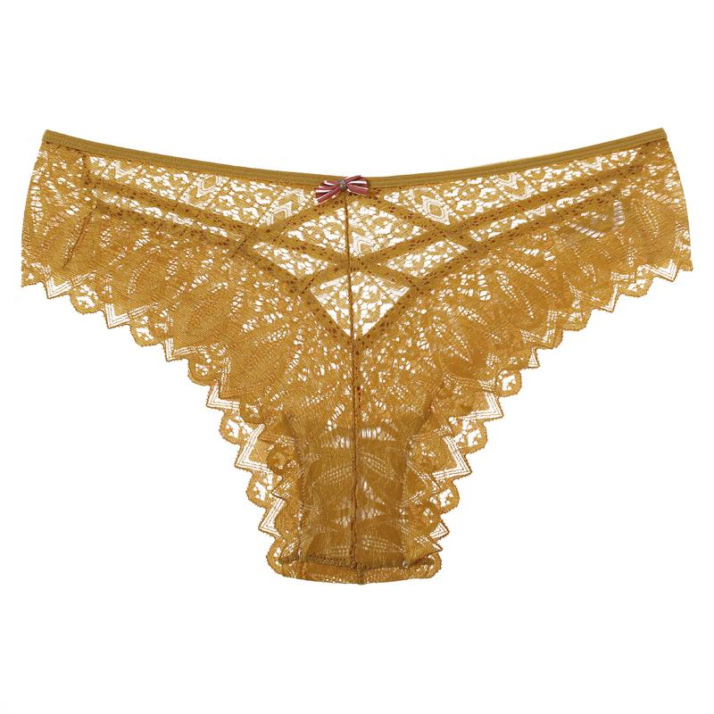 Lace Hollow Out Underwear Women Lingerie G String Sexy Cross Strap Panties Temptation Bow Transparent Knickers Female Underpants