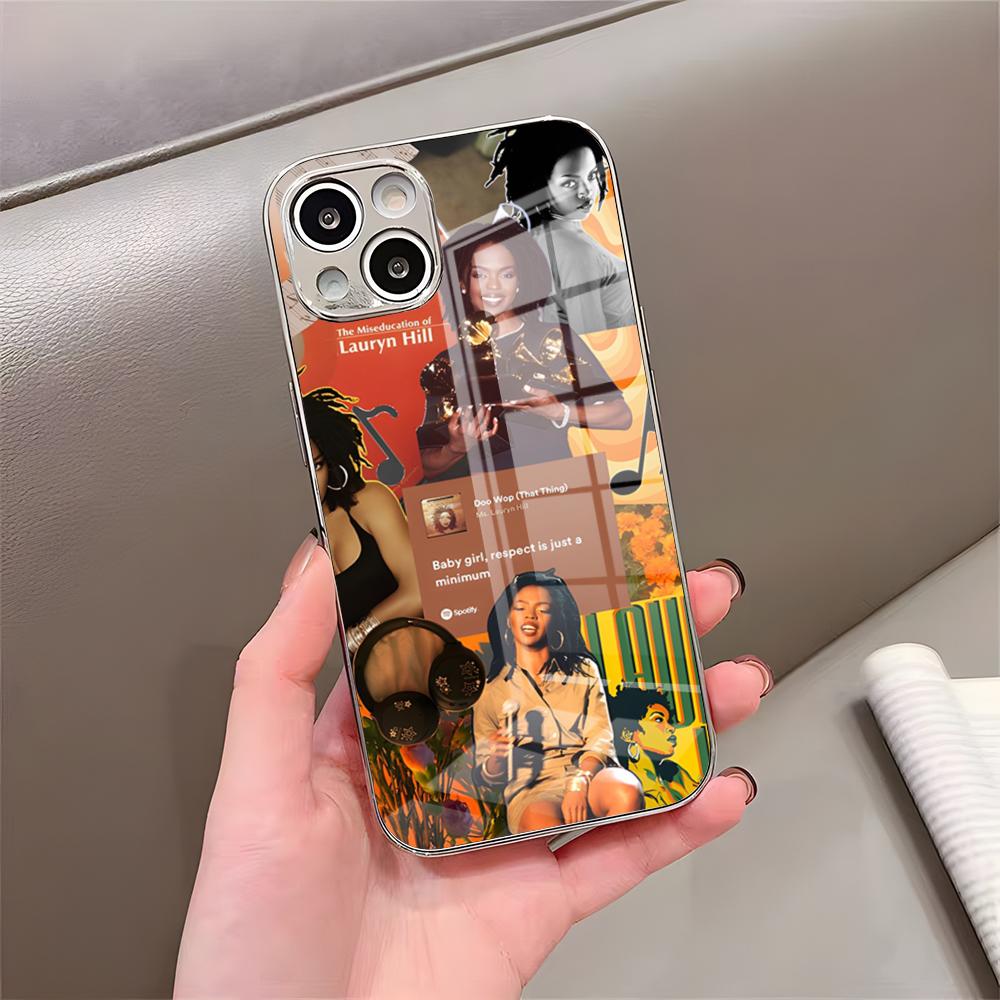 L-Lauryn Hill Phone Case For IPhone 17 Pro Max 15 Pro 16 14 Plus 12 13 Mini 11 Pro Shockproof Electroplated Glass Cover