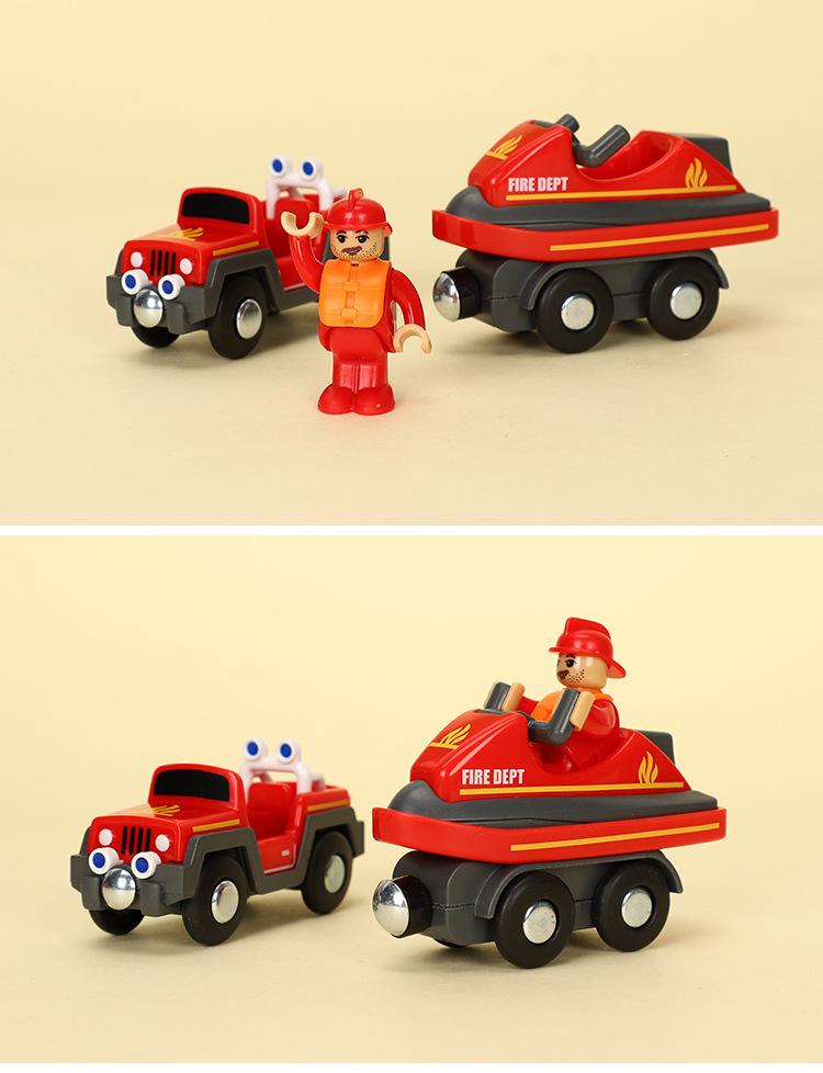 Magnetic Toy Train Set: Ambulance & Police Cars for Kids - Compatible with All Wooden Tracks