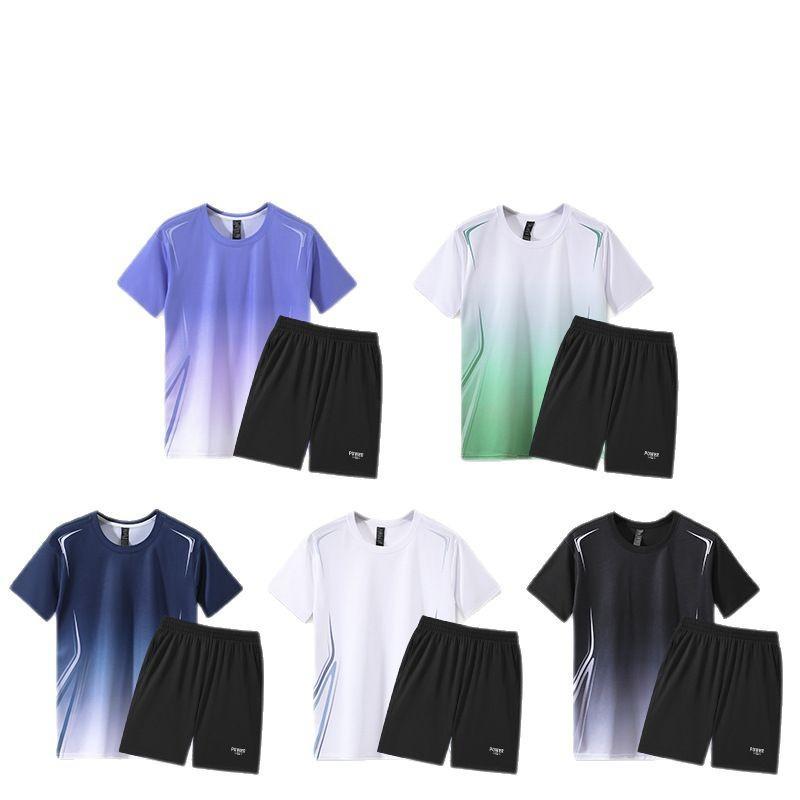 Unisex Ice Silk Quick-Dry Sport T-Shirt Shorts Set Basketball Running Gym Fitness Wear