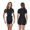 Womens Colorblock Short Sleeve Zipper Front One Piece Swimsuit Swimming Surfing Water Sports