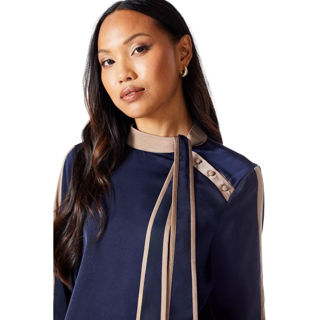 Principles Womens/Ladies Contrast Detail Satin Side Tie Neck Top