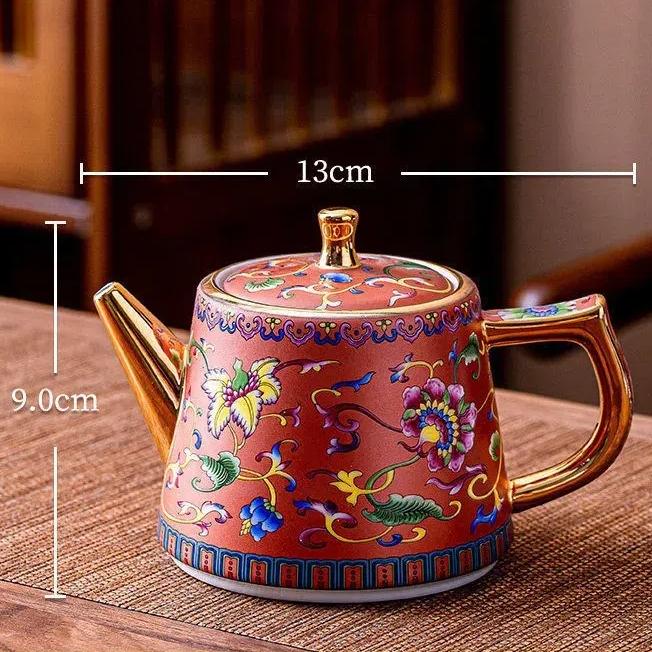 Керамический чайник с золотой ручкой – большой емкости, эмалированный чайник для офиса и дома с фильтром Red