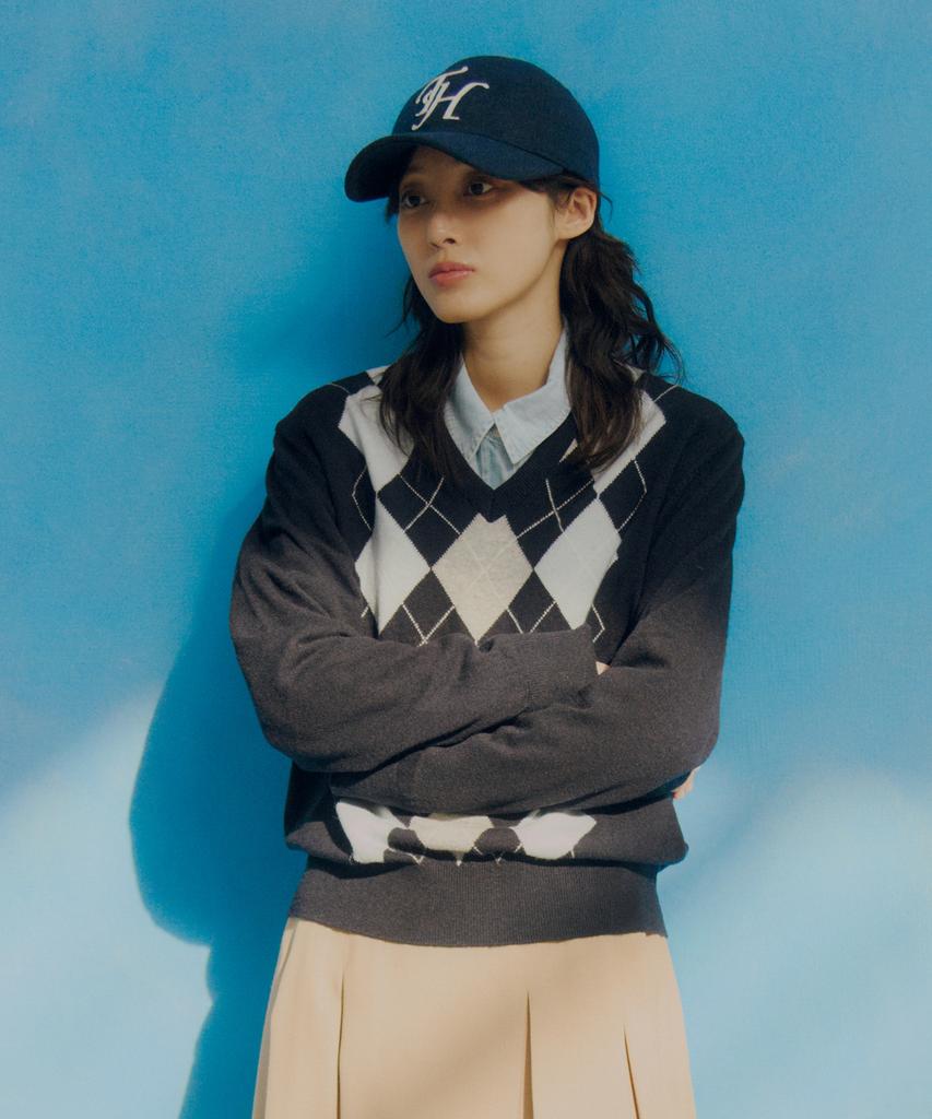 Teulaepighamoni Wool Blend Th Applique Logo Deep-Fit Ballcap_Navy