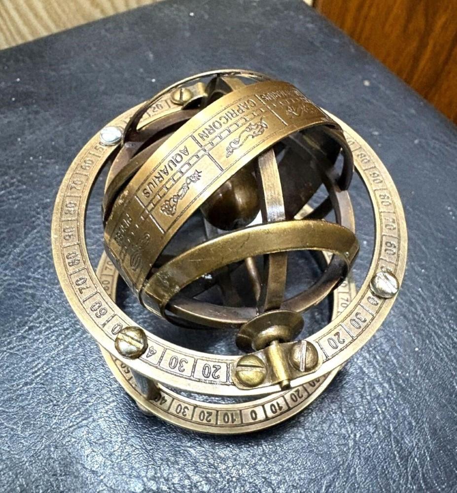 3 Inch Brass Small Armillary Sphere World Globe Handmade Marine Christmas Gift