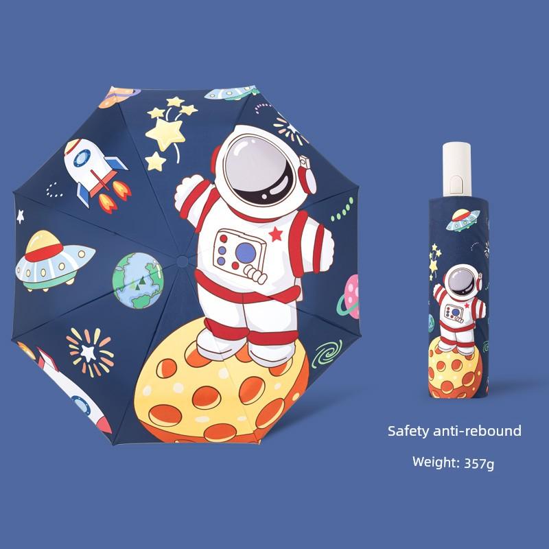 Safety Anti-Rebound Children's Umbrella Boys Primary School Students Foldable Fully Automatic School Dedicated Rain and Rain Dual-Use Cartoon Umbrella