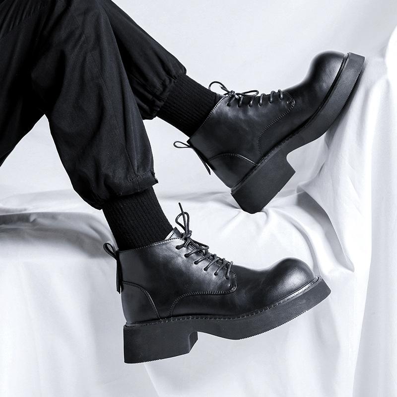 British style Martin boots men's high-top versatile height increase Korean version leather boots trendy men's summer tooling locomotive boots 8196-R