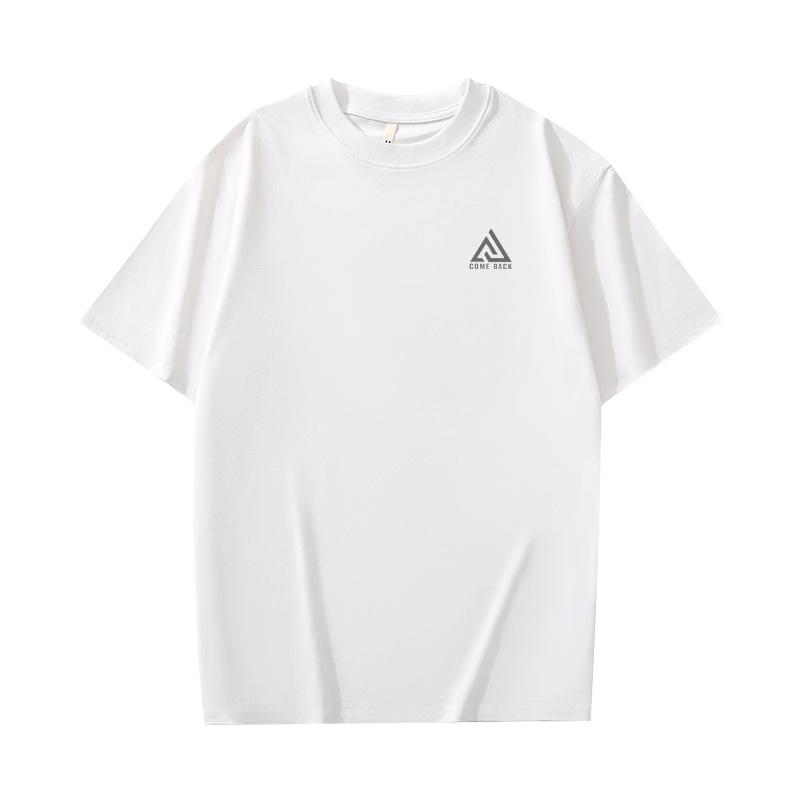 Men's Heavyweight Short-Sleeve T-Shirt - American Style, Pure Cotton, Trendy, Loose Fit, White.