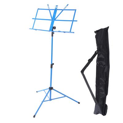 Small Music Stand Metal Portable Shelf Easy Assemble Lift Fold Adjustable Rack for Family UseBlue