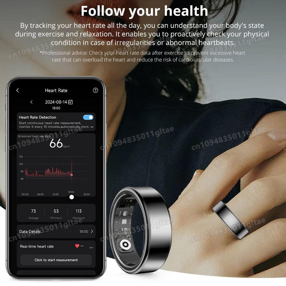 New Smart Ring Heart Rate Blood Pressure Sleep Monitoring Gesture Camera Control Fitness Waterproof Men Women Smartring Gift R122
