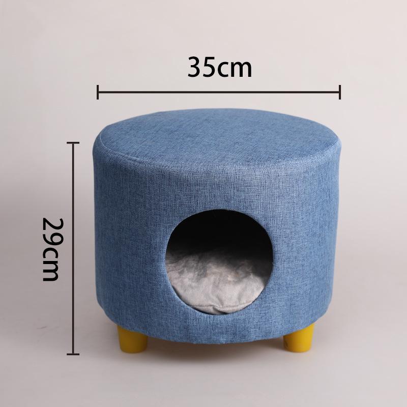 Solid Wood All-Season Cat Bed Stool: Warm Winter Semi-Enclosed Pet Bed for Kittens and Puppies