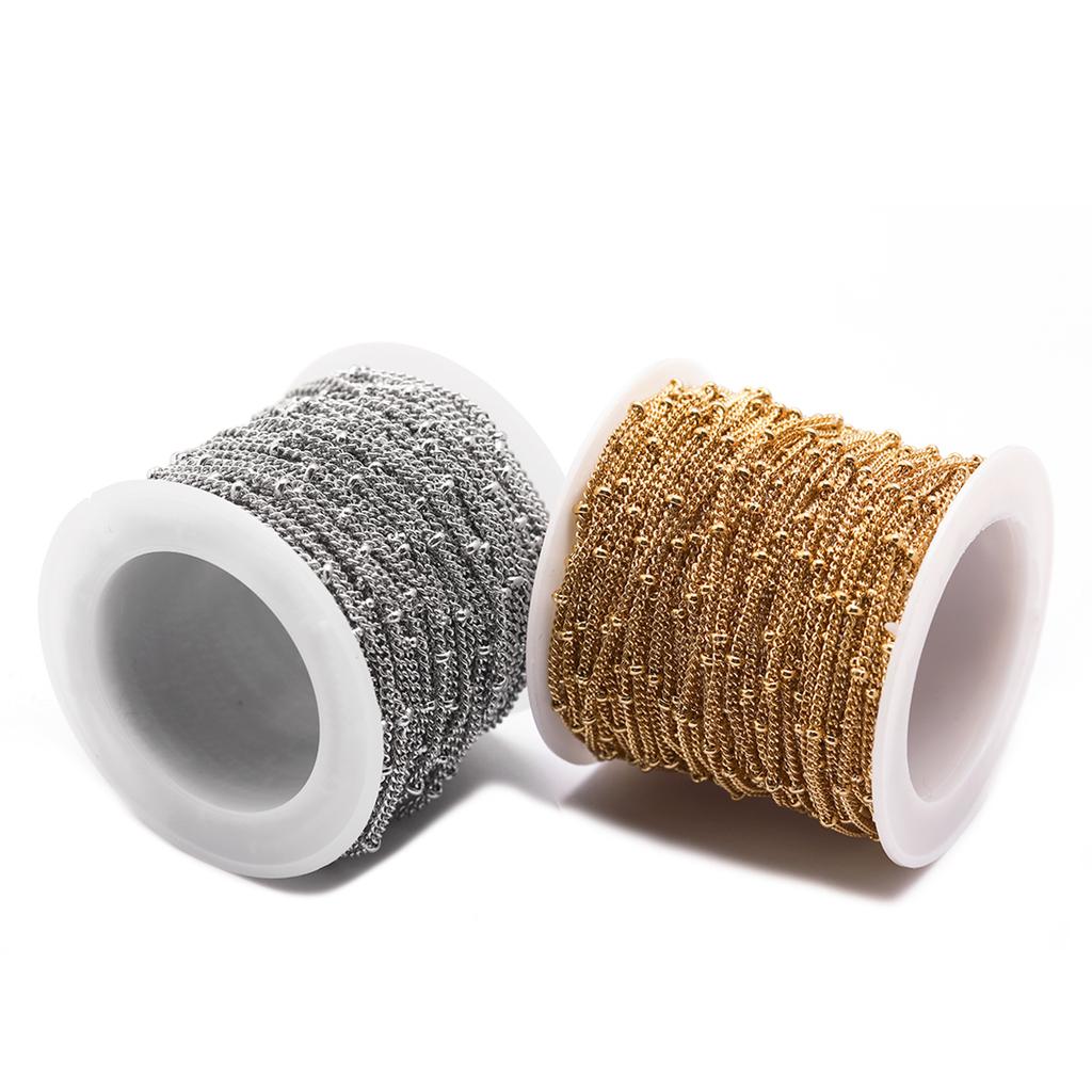 10 Yards/Rolle 2/3mm Edelstahlketten Perlenkette Kette Großhandelsketten Für Schmuckherstellung DIY Halskette Armband Zubehör