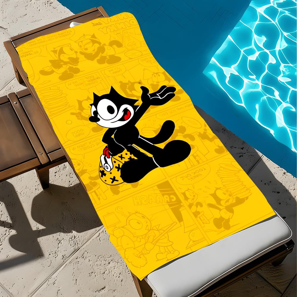 Cartoon Felix the Cat Towel Towel Soft Pool Gift For Travel Gym Shower Cool Camping Quick Dry Sports  Large Beach Towel