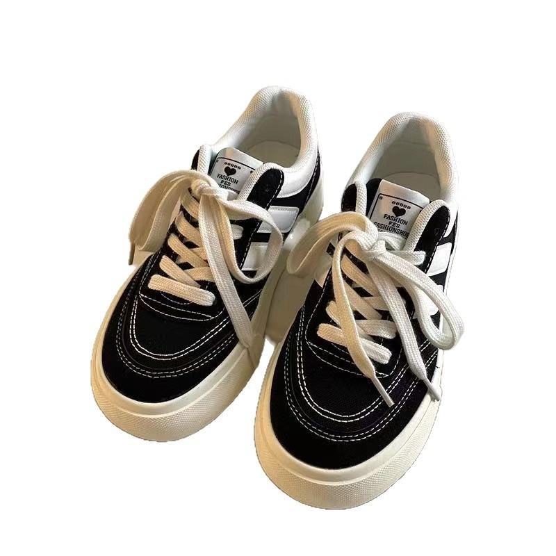Black platform canvas shoes women's summer versatile little white shoes board shoes new niche casual sports shoes