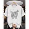 Tropical Palm Print T-Shirt - Casual Round Neck Tee Suitable for Outdoor Activities & Beachwear - Breathable Comfortable Casual Wear with Tropical