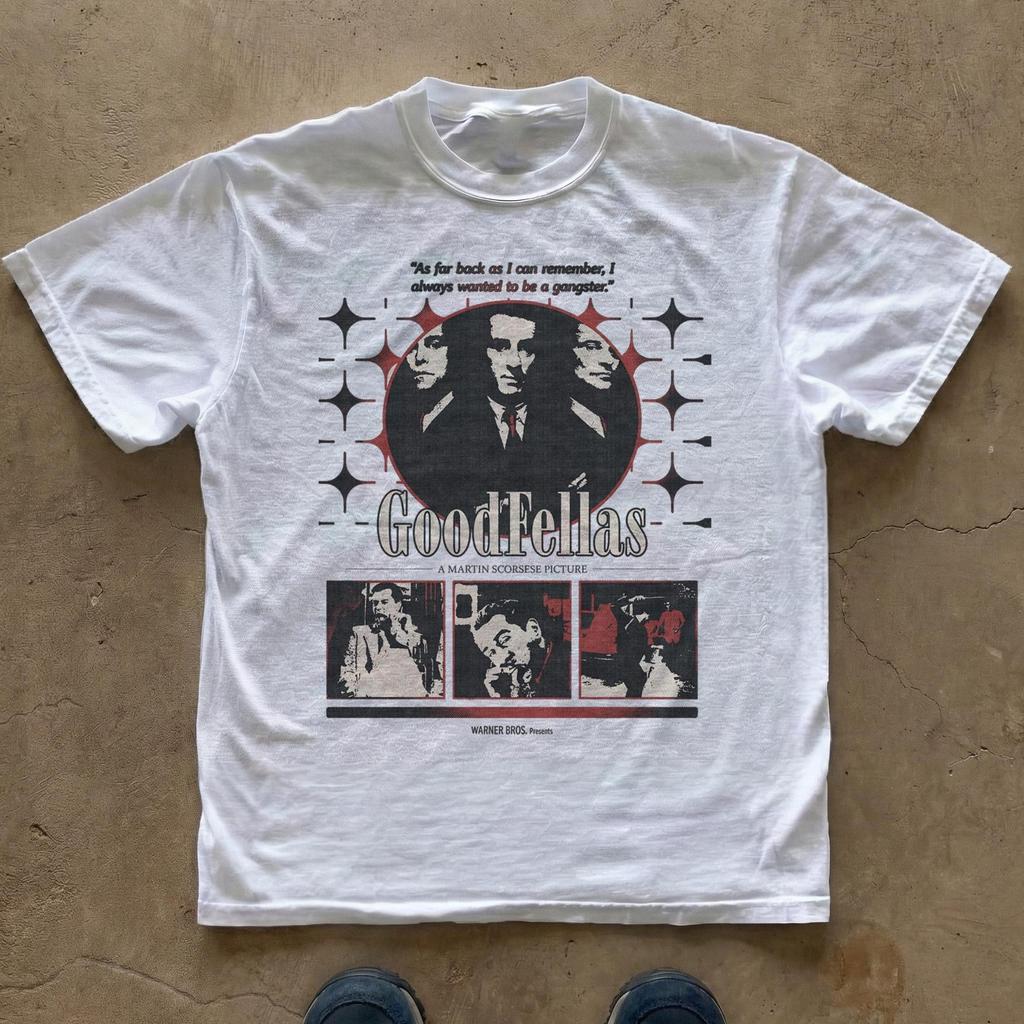 Goodfellas Movie Poster Oversized T-shirt Vintage Streetwear Mob Film Graphic Men Women Short Sleeve Martin Scorsese Printed Tee