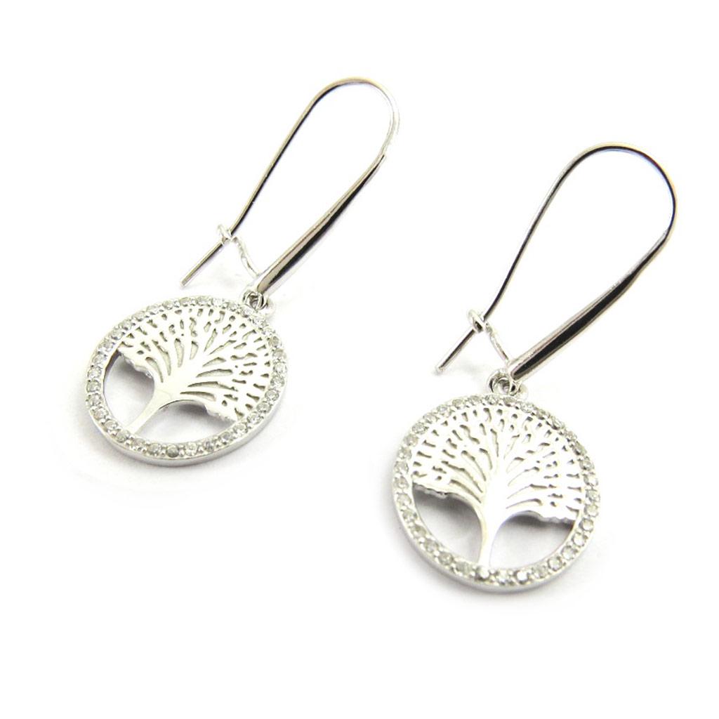 Les Trésors De Lily [L5672] - Silver 'Peacocks' Sleepers, Silver-white (rhodium-plated) - 14x14 Mm
