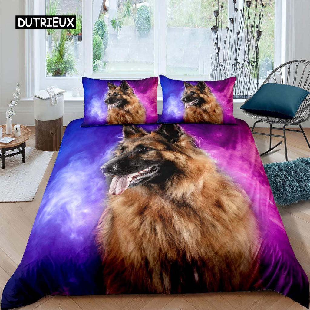 German Shepherd Duvet Cover Set 3D German Shepherd Puppy Print Bedding Set for Kids Boys Girls Pet Animal Theme Comforter Cover